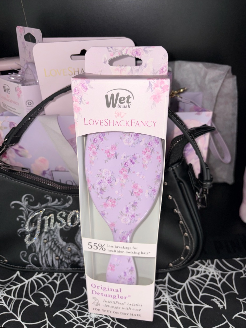 LoveShackFancy X Wet Brush happy thoughts hibiscus hair brush